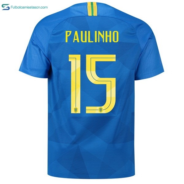 Camiseta Brasil 2ª Paulinho 2018 Azul